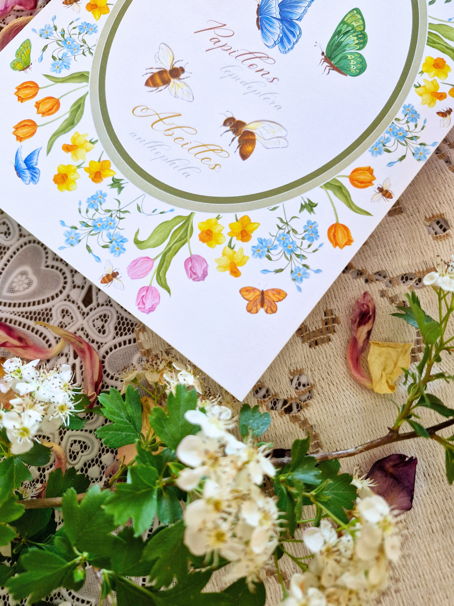Carte Printanière A5 PAPILLONS et ABEILLES