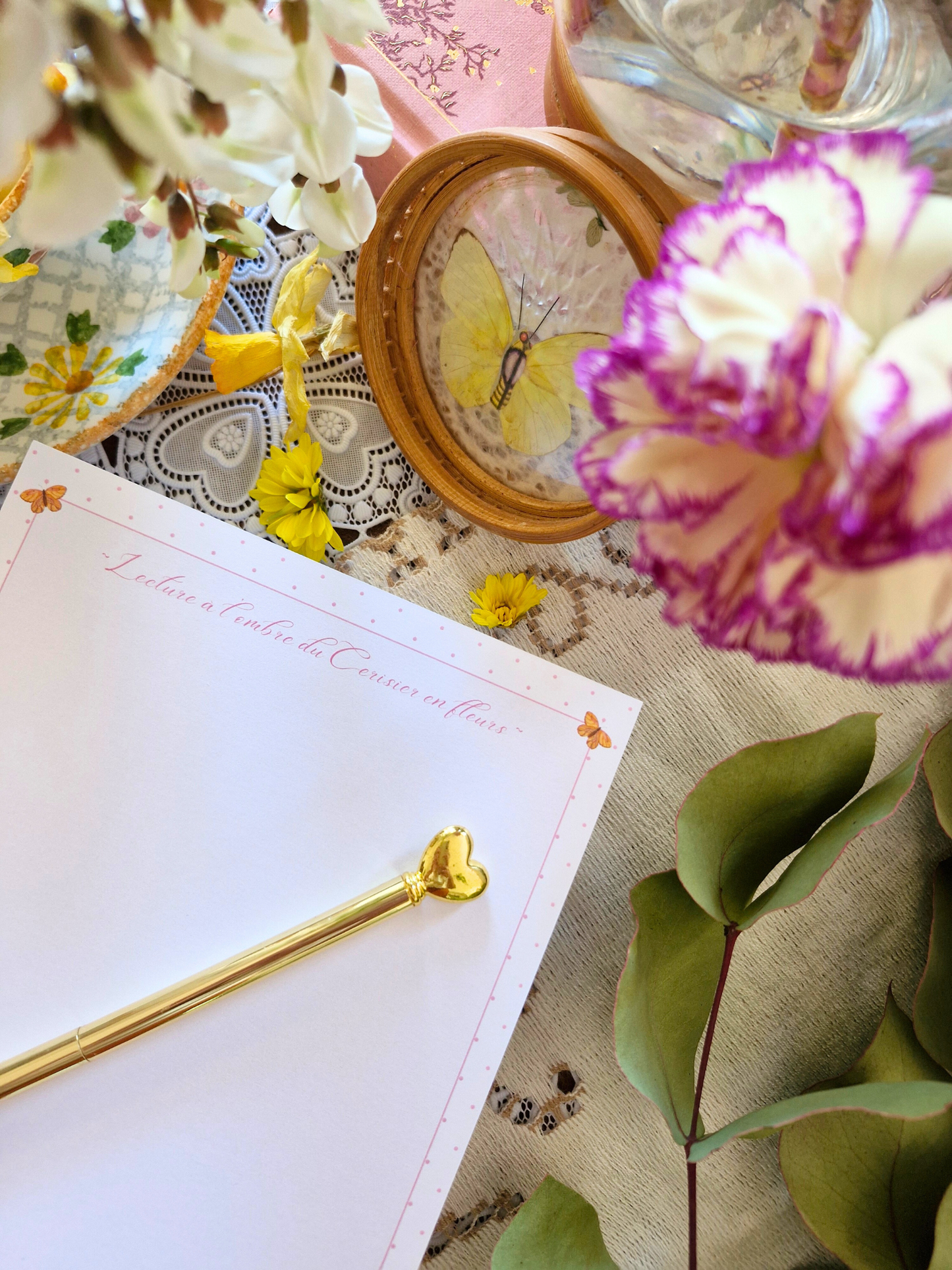 Carte Printanière A5 LECTURE PRINTANIERE rose