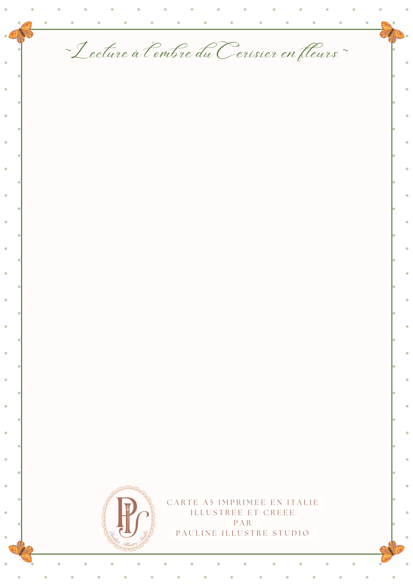 Carte Printanière A5 LECTURE PRINTANIERE verte