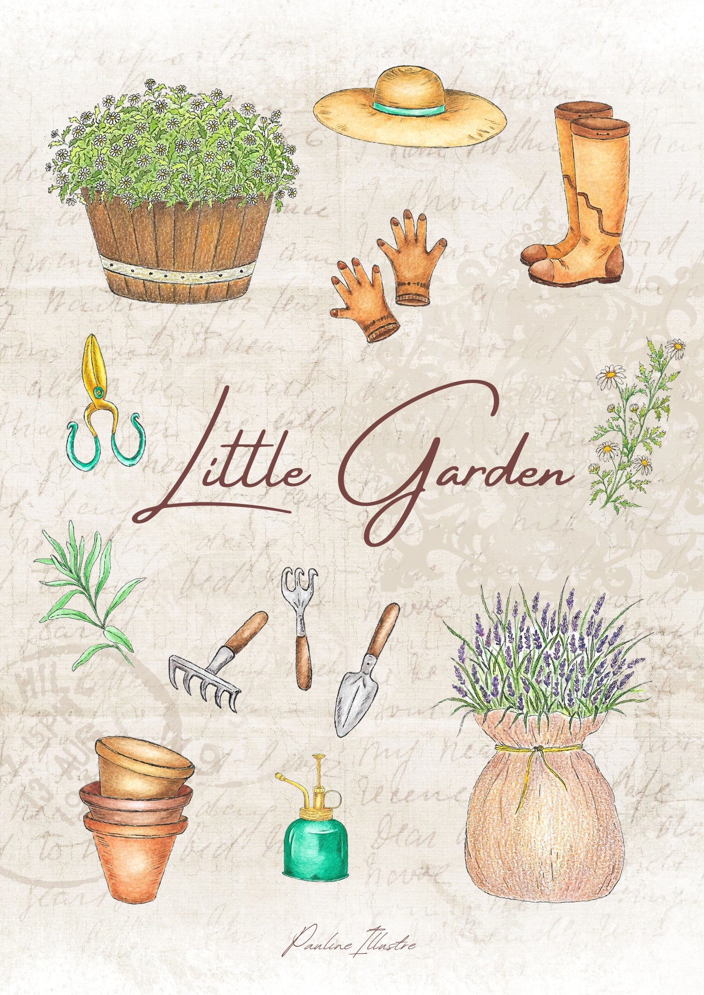 Affiche A4 ~ LITTLE GARDEN (Cottage Flowers)