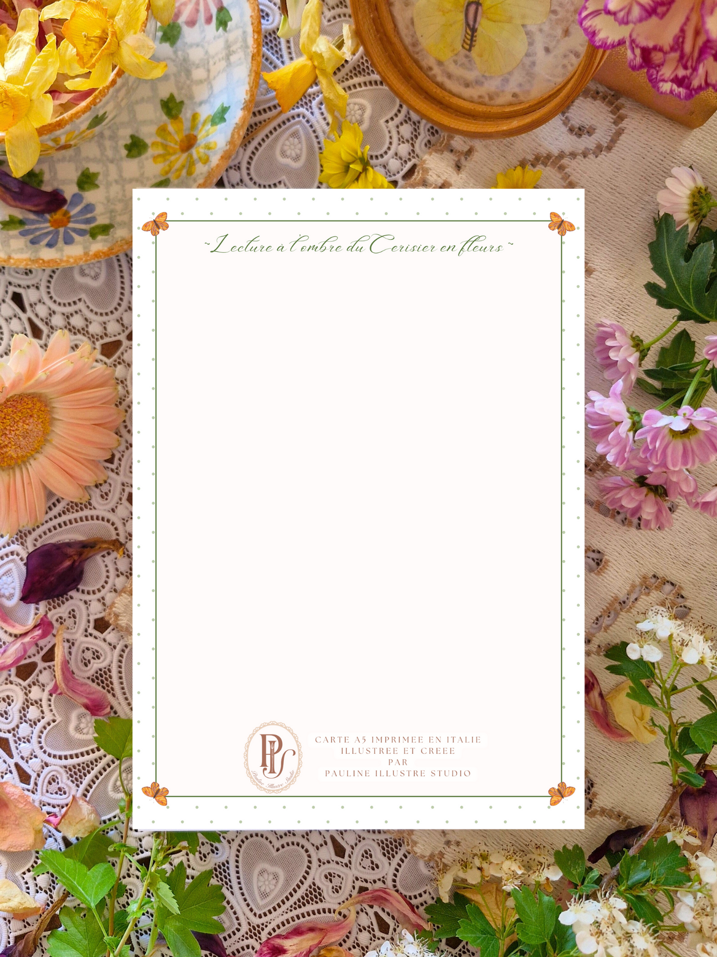 Carte Printanière A5 LECTURE PRINTANIERE verte