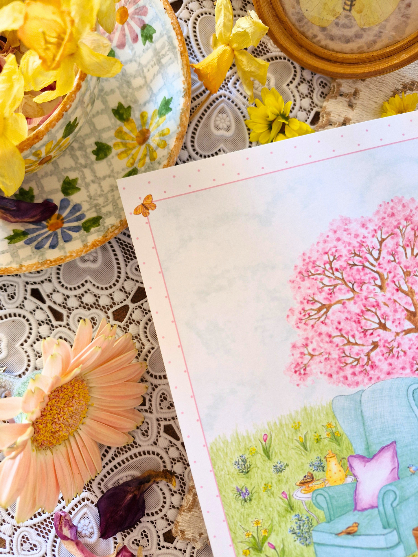 Carte Printanière A5 LECTURE PRINTANIERE rose