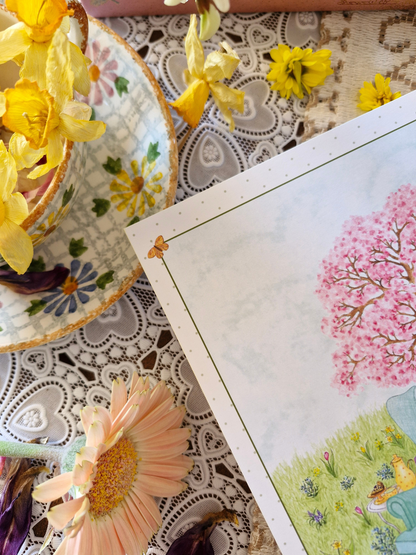 Carte Printanière A5 LECTURE PRINTANIERE verte