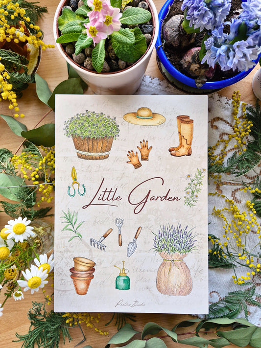 Affiche A4 ~ LITTLE GARDEN (Cottage Flowers)