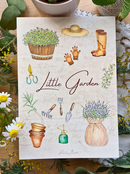 Affiche A4 ~ LITTLE GARDEN (Cottage Flowers)