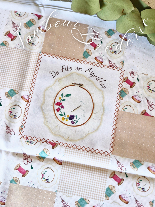 Tissu PATCHWORK - TAMBOUR DE BRODERIE