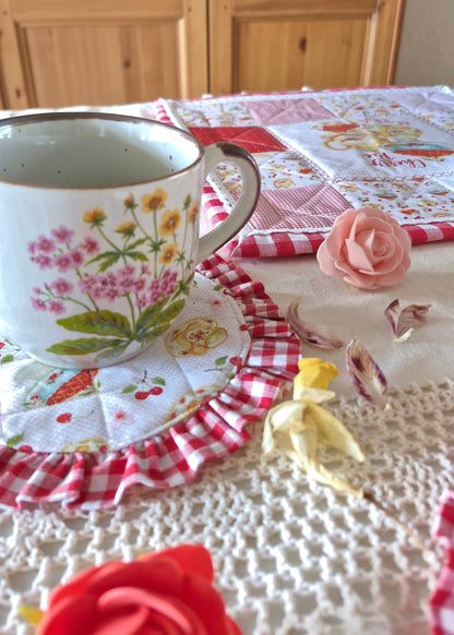 Sous-Verre rond à volant vichy