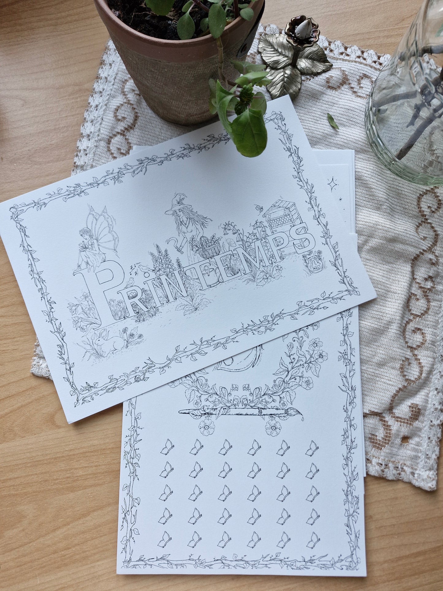 Set de 15 illustrations printanières et magiques à peindre