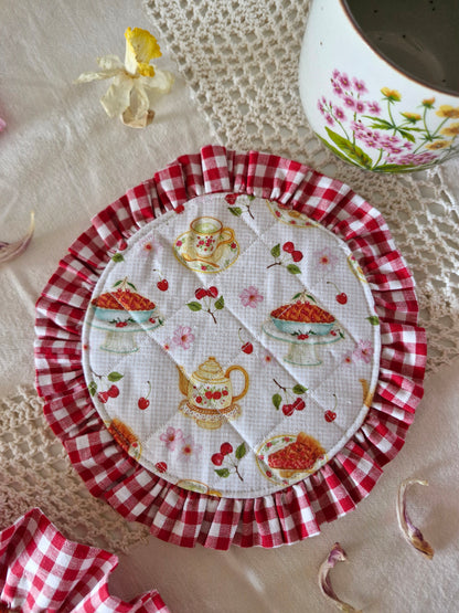 Sous-Verre rond à volant vichy