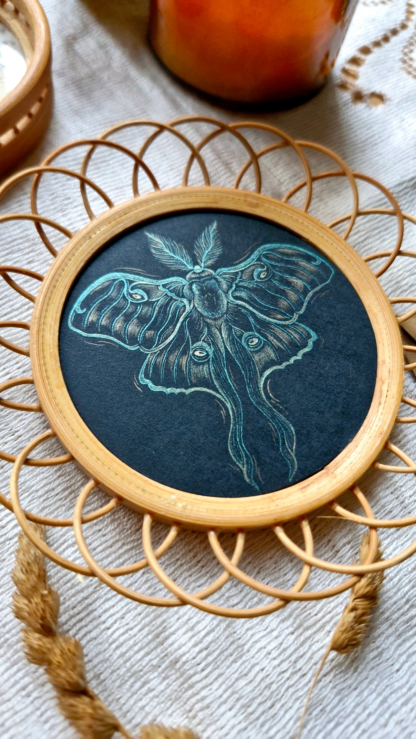 Petit Cadre Rotin ~ Luna Moth