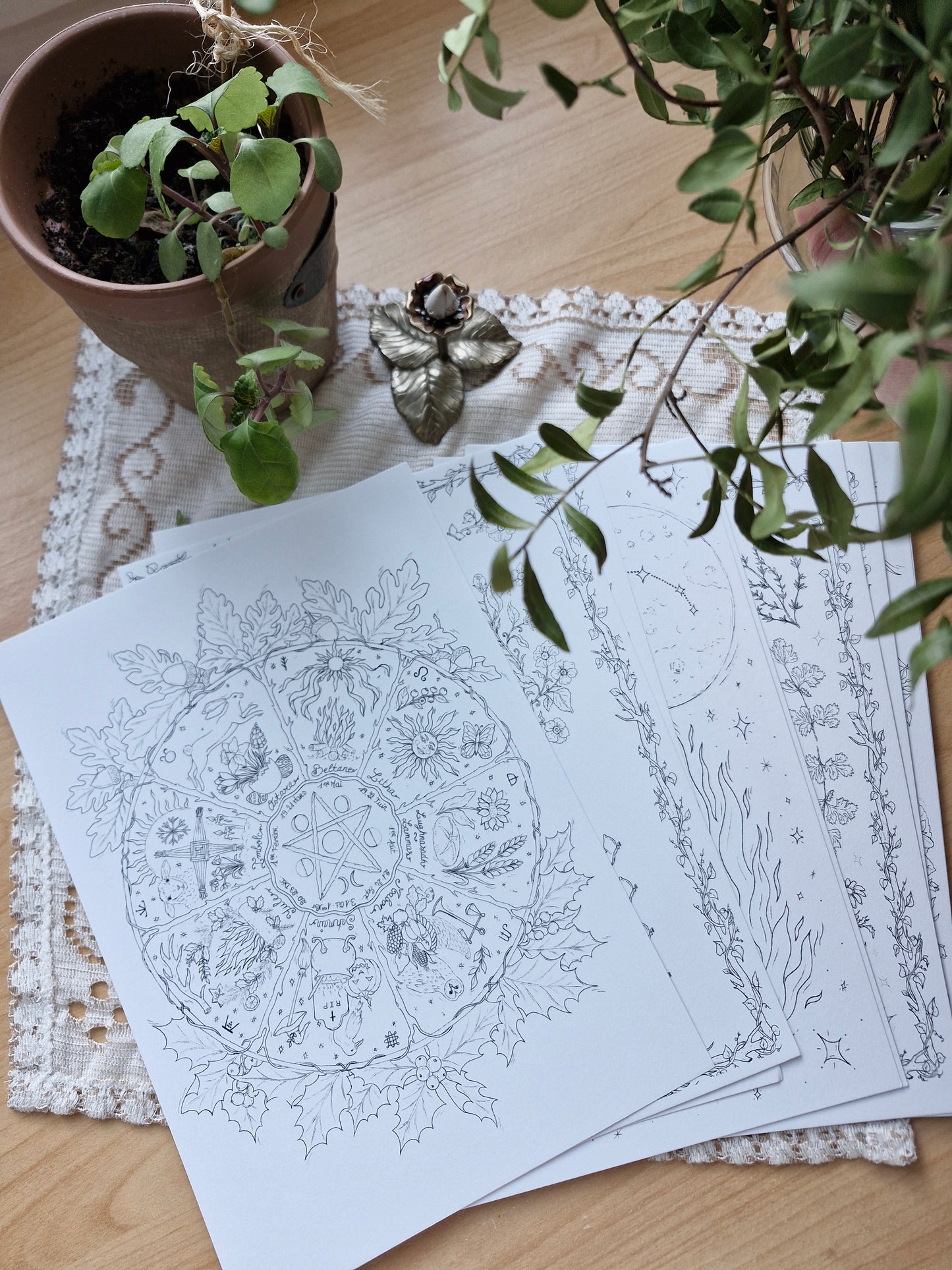 Set de 15 illustrations printanières et magiques à peindre