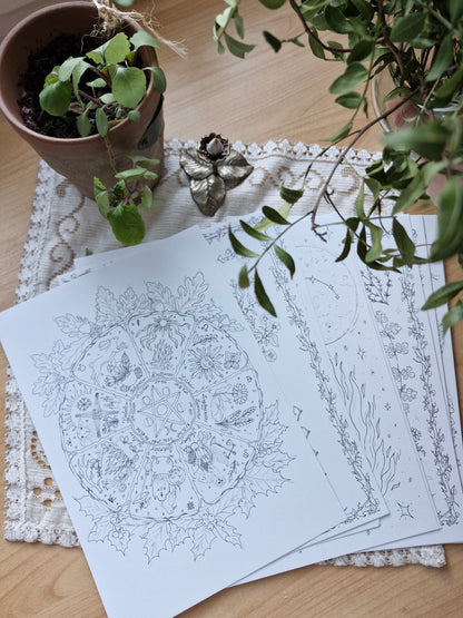 Set de 15 illustrations printanières et magiques à peindre