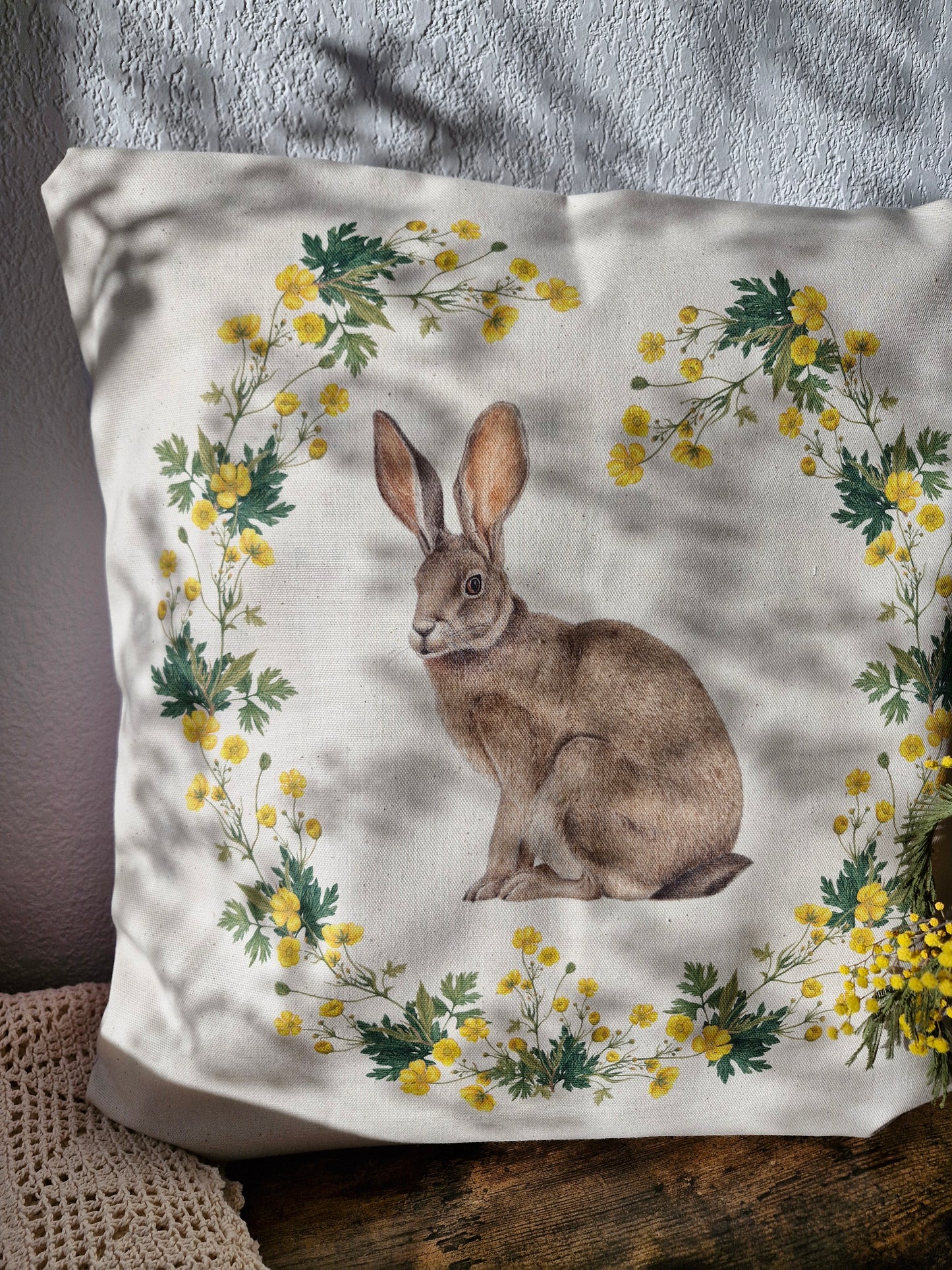 Housse de Coussin "Lièvre Assis" Naturel