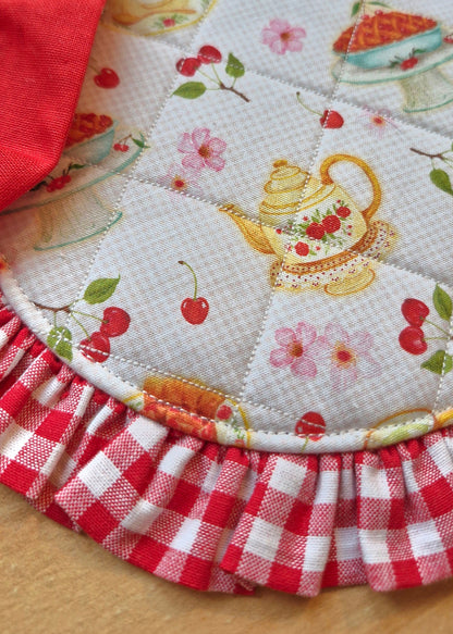 Sous-Verre rond à volant vichy