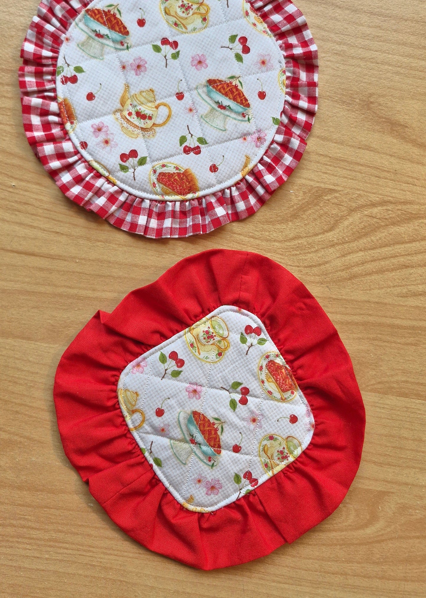 Sous-Verre Carré à volants rouge