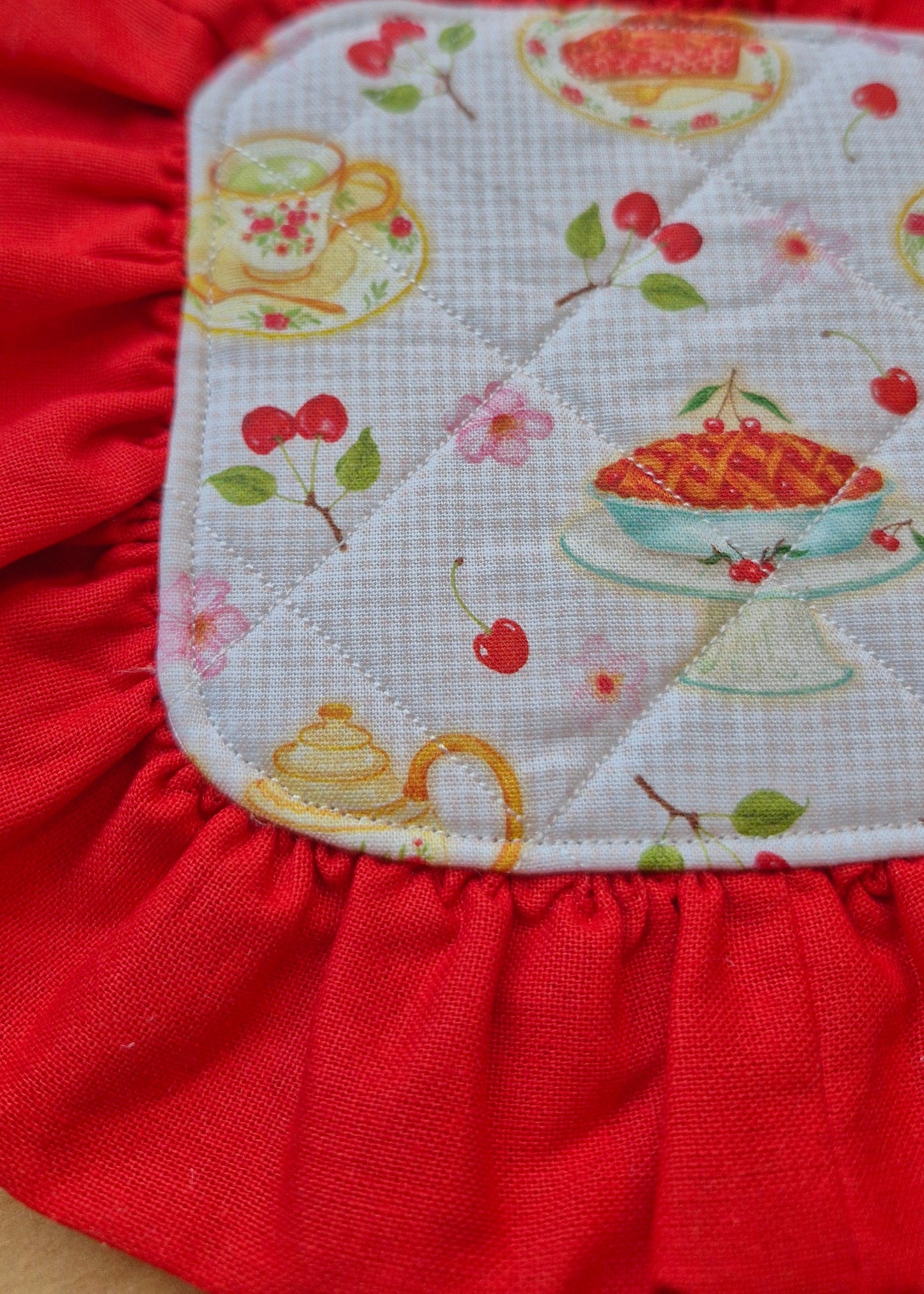 Sous-Verre Carré à volants rouge