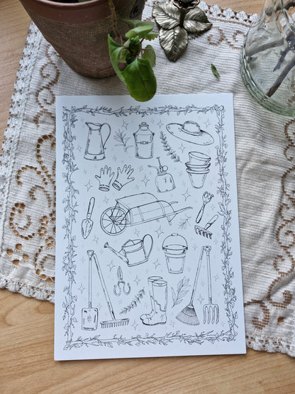 Set de 15 illustrations printanières et magiques à peindre