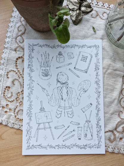 Set de 15 illustrations printanières et magiques à peindre
