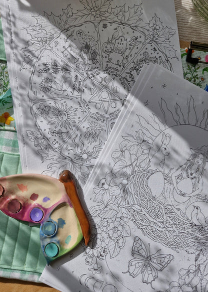 Set de 15 illustrations printanières et magiques à peindre