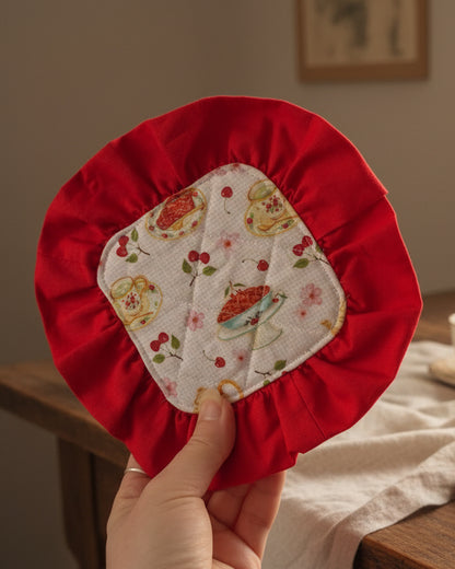 Sous-Verre Carré à volants rouge