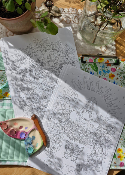 Set de 15 illustrations printanières et magiques à peindre