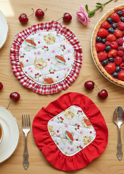 Sous-Verre rond à volant vichy