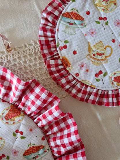 Sous-Verre rond à volant vichy