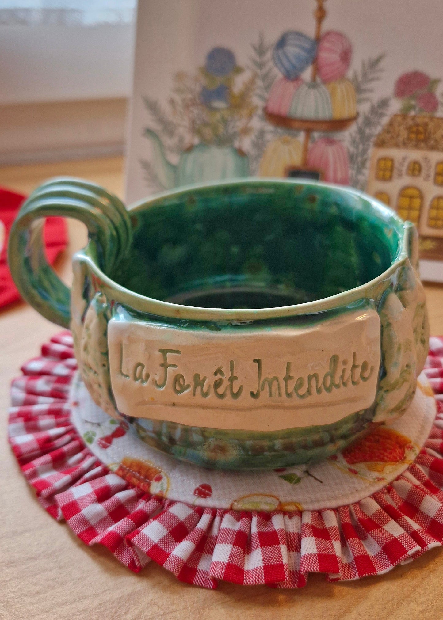 Sous-Verre rond à volant vichy